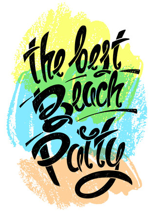 The best beach party. Hand drawn lettersのイラスト素材