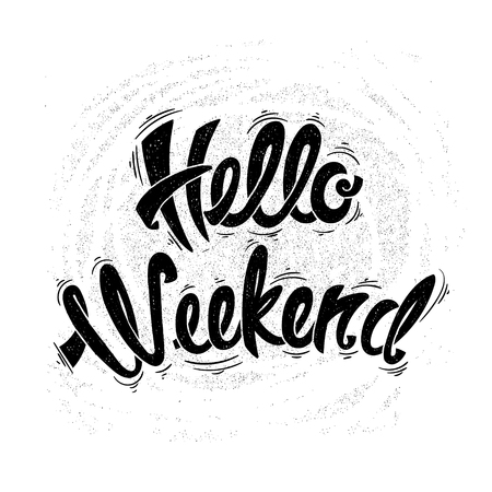 Hello weekend, vector hand drawn lettersのイラスト素材