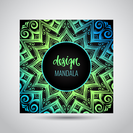 Modern template for design, bright Indian ornament Mandala. Can be used to print on the phone, to create a poster, tattoo, yoga mat.のイラスト素材