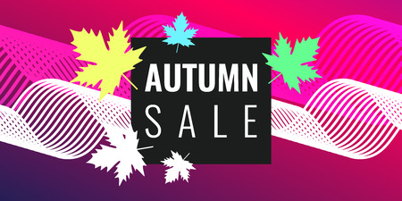 Discounts autumn bright background with leaves. Beautiful vector template for designのイラスト素材