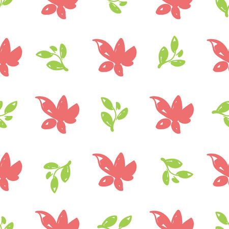 Simple beautiful hand-drawn flowers. Vector seamless pattern.のイラスト素材