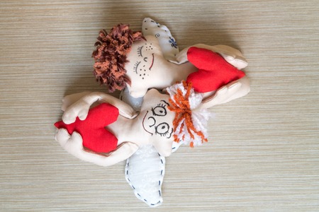 Cherubs with Red Hearts. Soft Toys. Gift.の写真素材