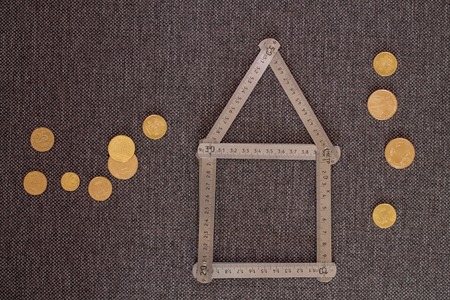 Built-Up Area Concept. House Meter Coins Abstractionの写真素材