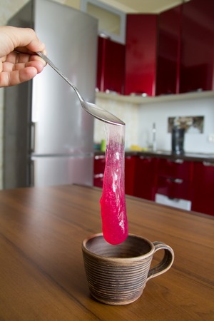 Very viscous and sticky substance at the kitchenの写真素材