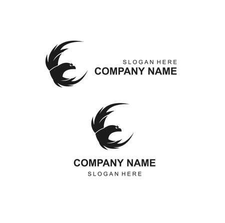 logo for company horseshoe with eagle bird roundのイラスト素材