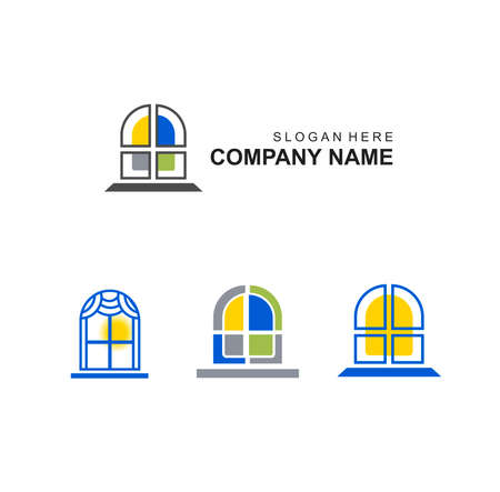 cozy house window logoのイラスト素材