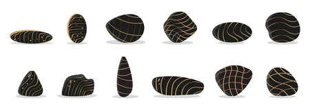 logo stone round interior, business, 3d gold and black lineのイラスト素材