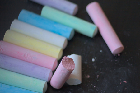 Street chalks on a blackboardの写真素材