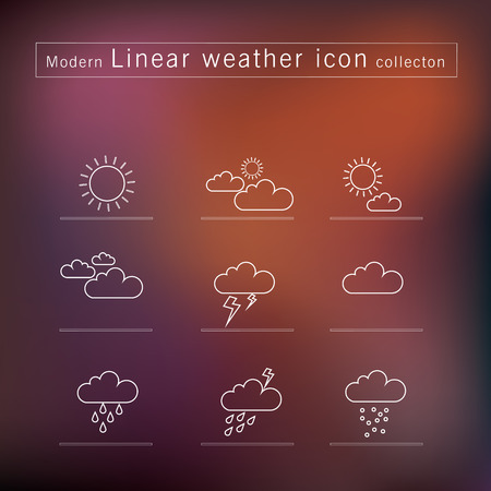 Linear vector Weather icons on blurry backgroundのイラスト素材