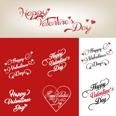 Vector - Happy Valentines Day Card With Vintage Letteringのイラスト素材