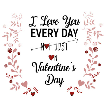 Vector - Valentine's Day greeting card with hearts and floral elementsのイラスト素材
