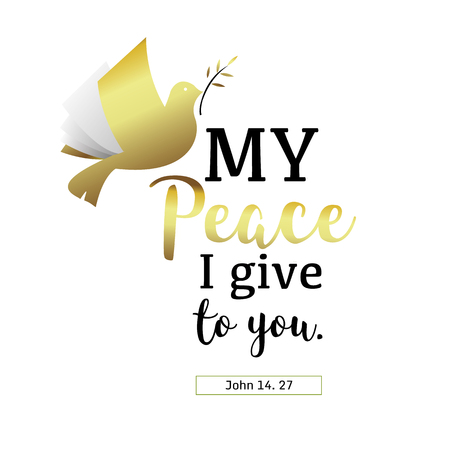 Do Not Fear My Peace I Give to you Christian Hand lettering Bible Scripture Design emblem with dove from book of Johnのイラスト素材