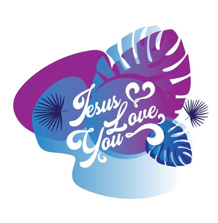 Christian message with tropical leaf designのイラスト素材