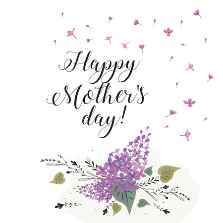 Floral frame with lilac flowers for Mothers Day or Happy Birthday in vectorのイラスト素材