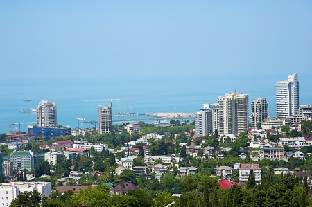 buildings on the coast of Sochi - the kind of birdの写真素材