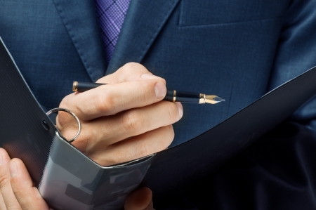 Businessman working with documents sign up contractの写真素材