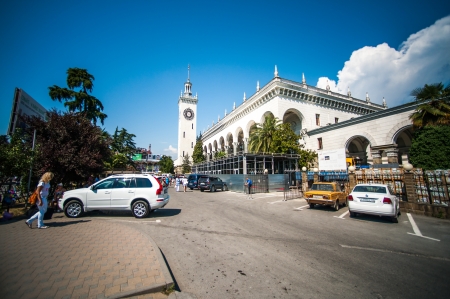 SOCHI - JUNE 21: Railway Station Square and the building of the railway station of Sochi on June 12, 2012 in Sochi, Russia. Sochi big tourist center in Russia
のeditorial素材