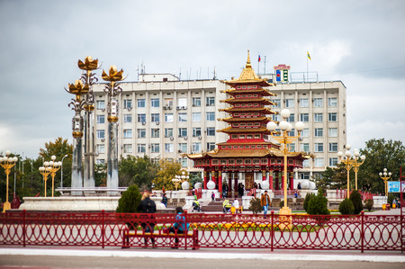 ELISTA - October 12: Buddhist Pagoda Seven Days in October 12, 2013 in Elista. It is Buddhist complex patron saint of kalmyk people in kalmykia pepublic, Russiaのeditorial素材