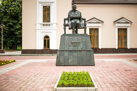 NALCHIK - July 03: Monument of Shogentsukov Ali Askhadovich in July 03, 2015 in Nalchik. Soviet Kabardian poet, writer, founder of Kabardian literature. Honored Artist of Kabardino-Balkar Autonomous Soviet Socialist Republicのeditorial素材