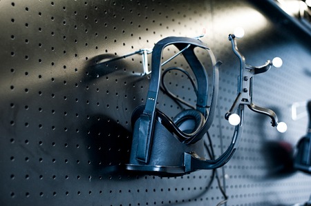 Standard equipment in every virtual reality attraction club with full immersion games no name firmの写真素材