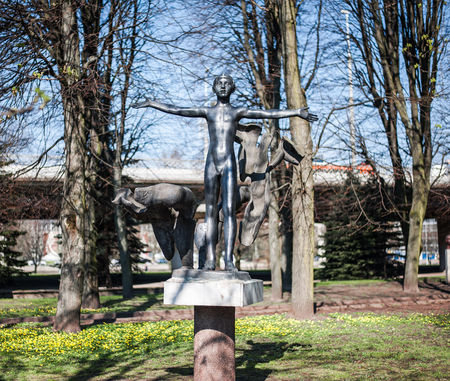 KALININGRAD, RUSSIA - APRIL 10, 2017: sculpture park. Monument world without war Romanov sculptorのeditorial素材