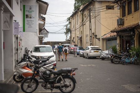 shopping streets with shops for tourists and cafes inside the fort of Galleのeditorial素材