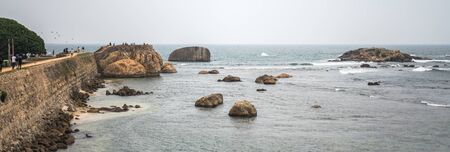 Rocks or large stones in the Indian Ocean near Galle Fort in Sri Lankaのeditorial素材