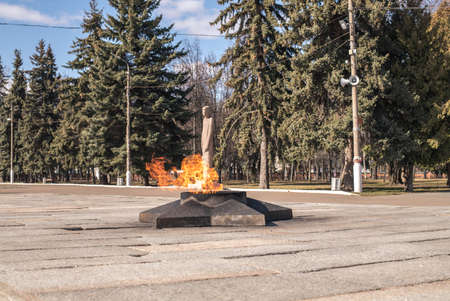 KOLOMNA, RUSSIA - MARCH, 23, 2020: Eternal flame of War memorial in memory of the Second World War and the Great Patriotic War of 1941-1945 of Kolomna, Russiaのeditorial素材