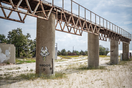 POPOVKA, CRIMEA, RUSSIA - JUNE 21, 2020: Decoratons of KaZantip or Z republic electronic dance music festival in Z.City, Popovka, Crimea Republicのeditorial素材