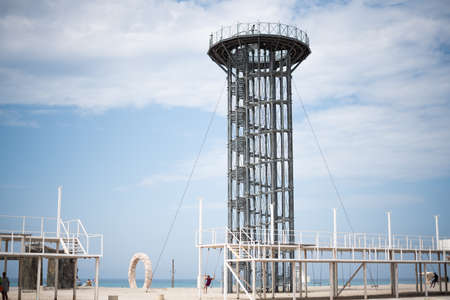 POPOVKA, CRIMEA, RUSSIA - JUNE 21, 2020: Decoratons of KaZantip or Z republic electronic dance music festival in Z.City, Popovka, Crimea Republicのeditorial素材