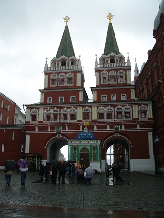 Resurrection Gate   Iveron Chapel Red Square Moscowのeditorial素材
