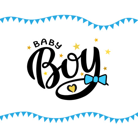 "Baby boy" lettering vector illustrationのイラスト素材
