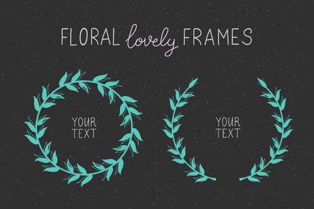 Vector set of two lovely hand drawn framesのイラスト素材