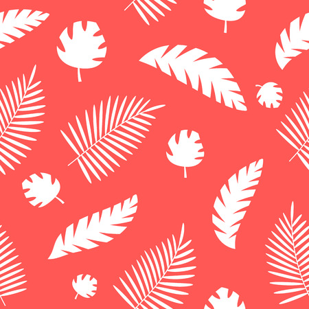 Vector seamless summer pattern. Tropical leaves and palm branches.のイラスト素材