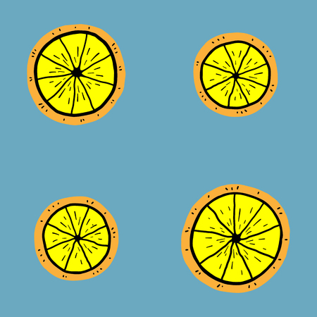 Orange slices seamless pattern. Flat food vector textureのイラスト素材