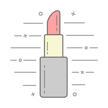 Vector linear illustration of lipstick. Beauty make up icon. Modern colored lipstick line icon.のイラスト素材