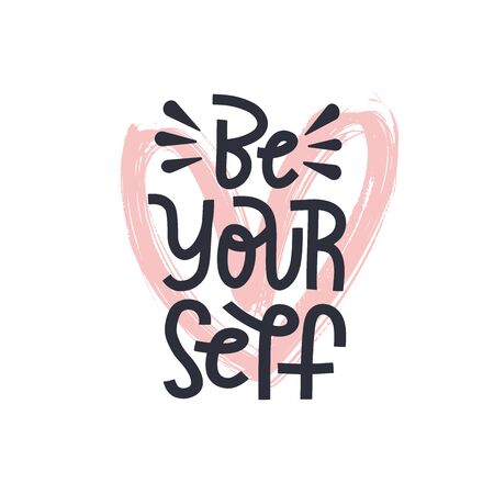 Be youself hand sketched lettering as logo, card, postcard, tag, label. Modern calligraphy treat yourself vector concept. T-shirt print design for womens and girls clothesのイラスト素材