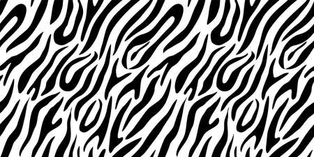 Seamless tiger skin pattern on white background for cloth design. Black and white abstract background. Tiger fashion print for clothes, home decor, wrapping paper, fabric. Vector illustrationのイラスト素材