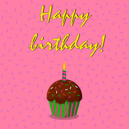 Happy birthday card with cup cake.