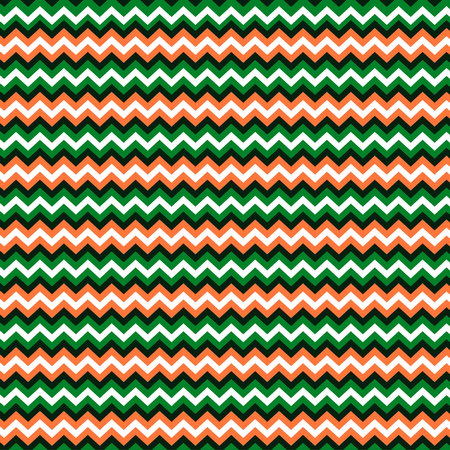 Abstract seamless pattern with white, orange and green zigzag waves. Vector illustration.のイラスト素材