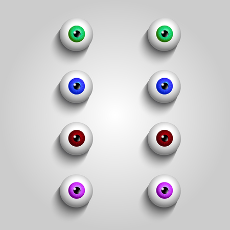Set of colored eyeballs isolated on white background. Vector illustration, clip art.のイラスト素材