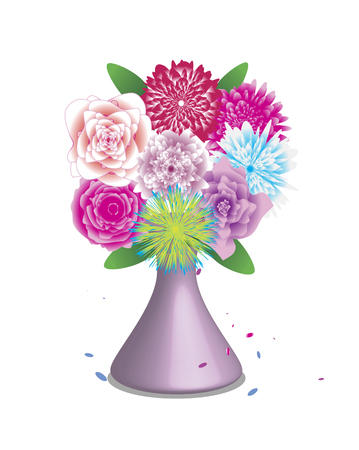 Bouquet of beautiful flowers on white illustration.のイラスト素材