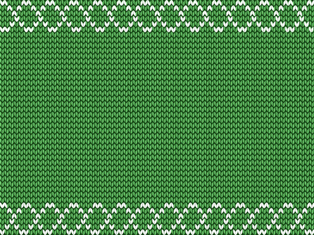 Light lime green fabric knitted background with white weavy border. Vector illustration, template, poster for design with space for text.のイラスト素材