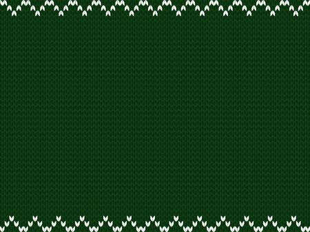 Emerald green fabric knitted background with white zig zag frame. Vector illustration, template, poster for design with space for text.のイラスト素材