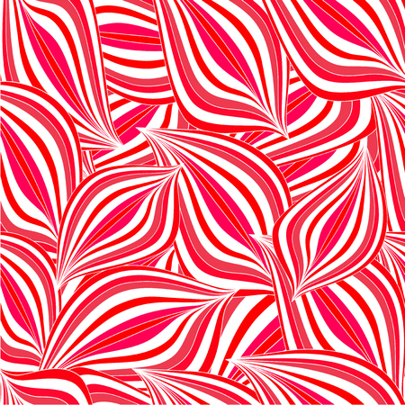 Cute festive background with abstract striped red and white candy or lollipop seamless print. Vector template or banner for design.のイラスト素材