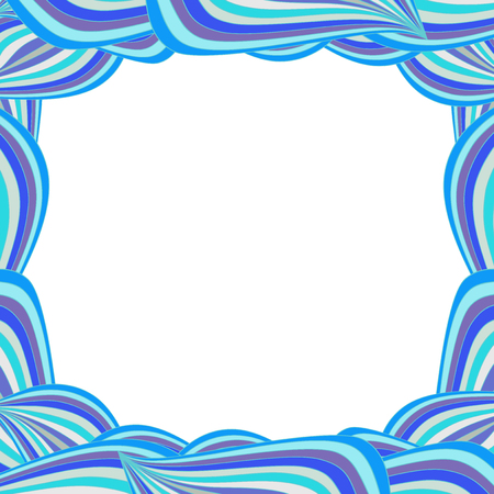 Cute vibrant template with blue curly lines and space for text. Vector template, framework, border.のイラスト素材