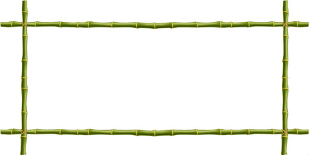 Wooden frame made of green bamboo sticks with space for text or image vector mock-up, clip art, border, template, photo frame isolated on white background.のイラスト素材