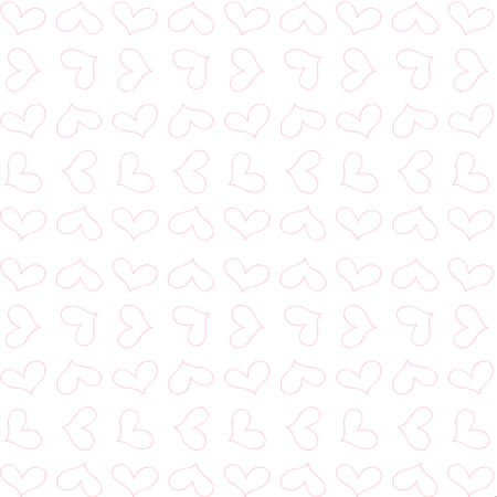 Vector retro cute seamless pattern with pink outline  hearts on white background for Valentine's day love cards. Simple print for printing on fabric, paper for scrapbooking, gift wrapping, wallpapers.のイラスト素材