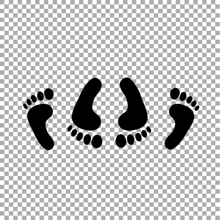 Black silhouette of feet of couple having sex sign simple icon. Vector illustration, clip art isolated on transparent background.のイラスト素材
