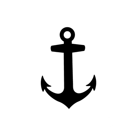 Vector black silhouette illustration of anchor armature icon isolated on white background.のイラスト素材